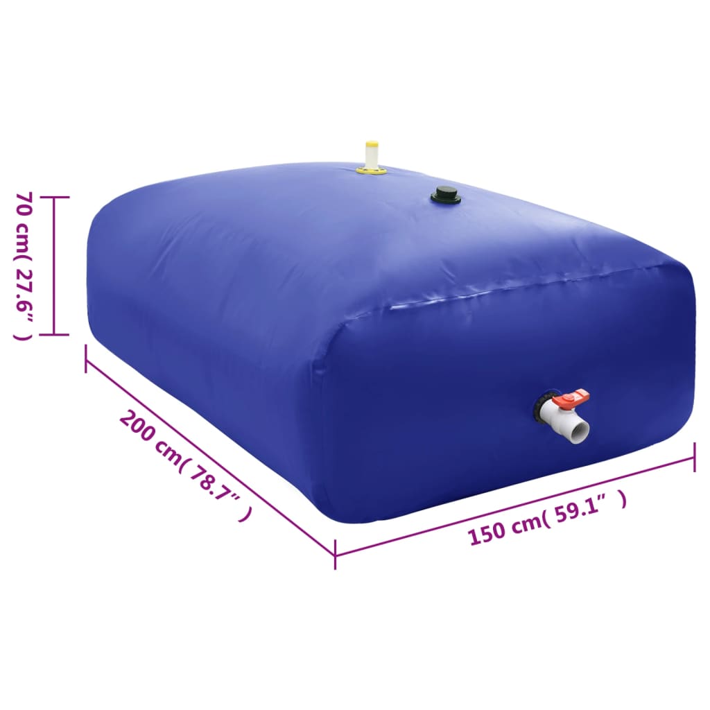 vidaXL Réservoir d'eau avec robinet pliable 2100 L PVC