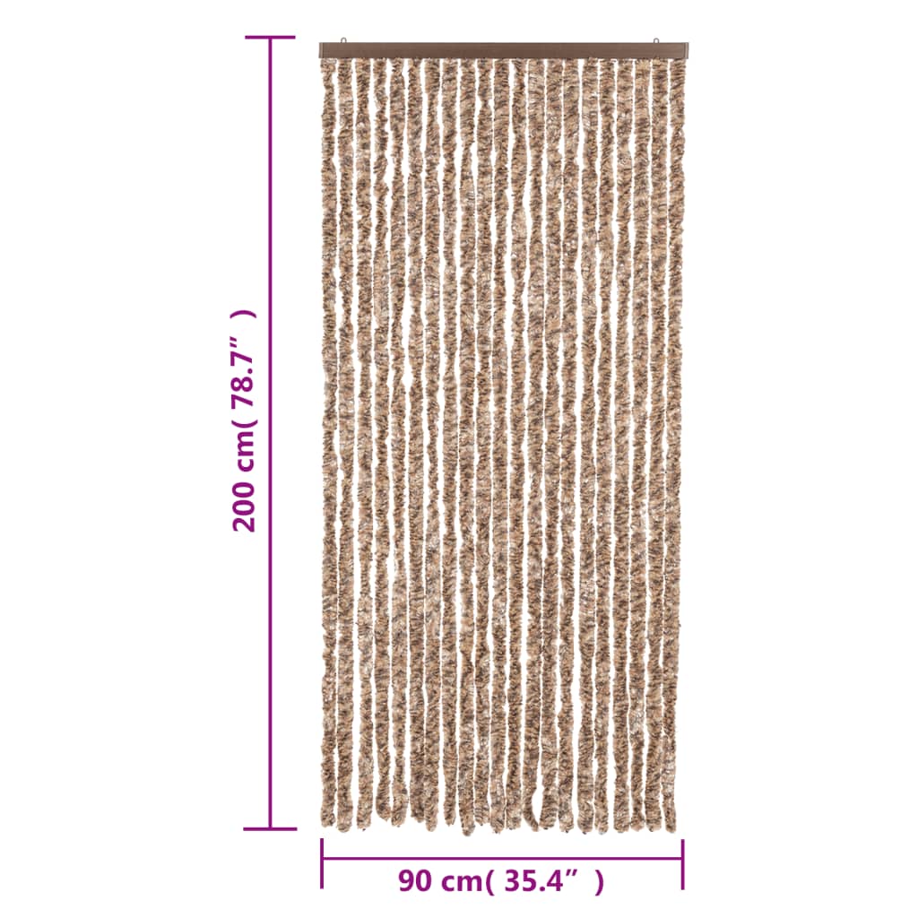 vidaXL Rideau anti-mouches beige et marron foncé 90x200 cm chenille