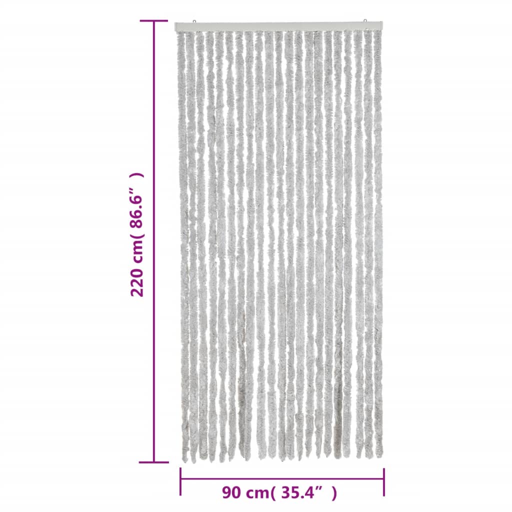 vidaXL Rideau anti-mouches gris 90x220 cm chenille