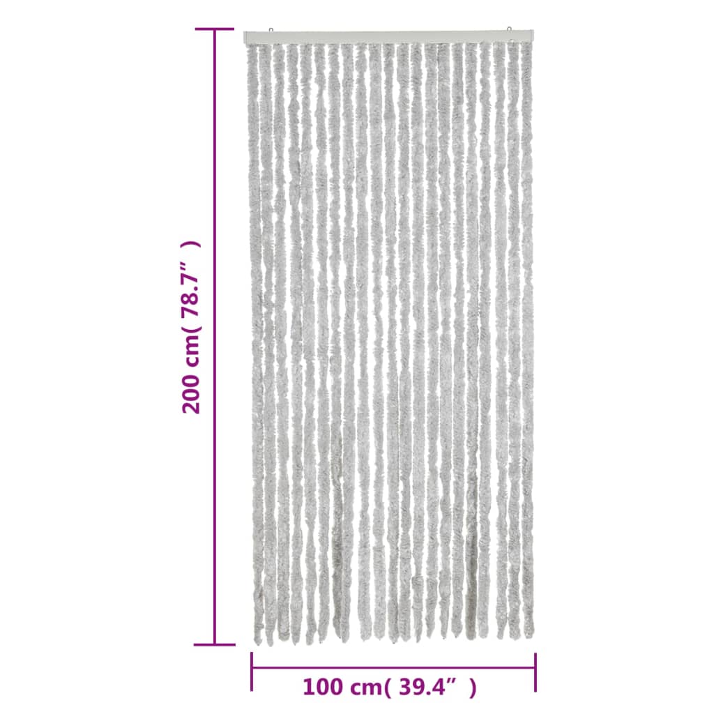 vidaXL Rideau anti-mouches gris 100x200 cm chenille