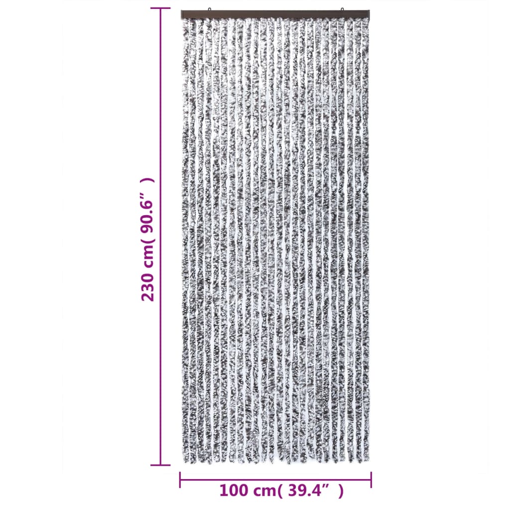 vidaXL Rideau anti-mouches marron et beige 100x230 cm chenille