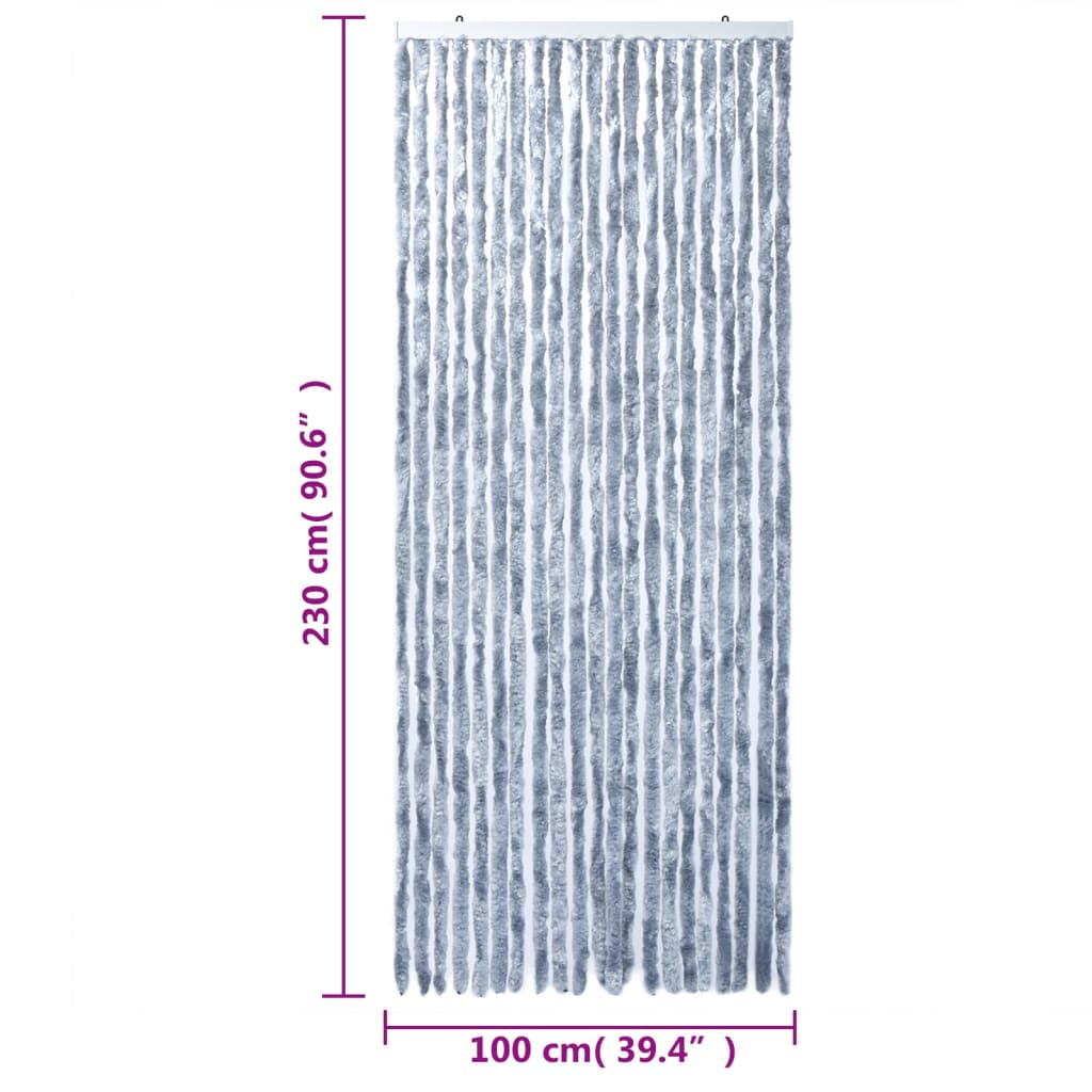 vidaXL Rideau anti-mouches argenté 100x230 cm chenille