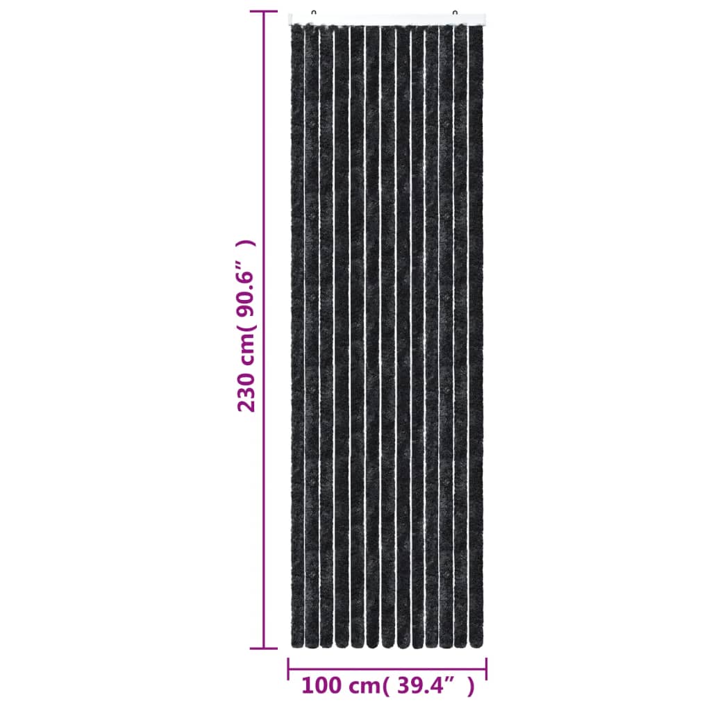 vidaXL Rideau anti-mouches anthracite 100x230 cm chenille