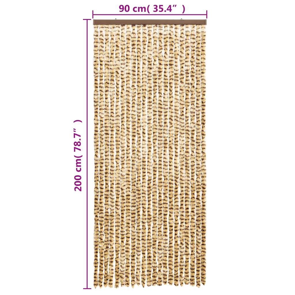 vidaXL Rideau anti-mouches beige et marron 90x200 cm chenille