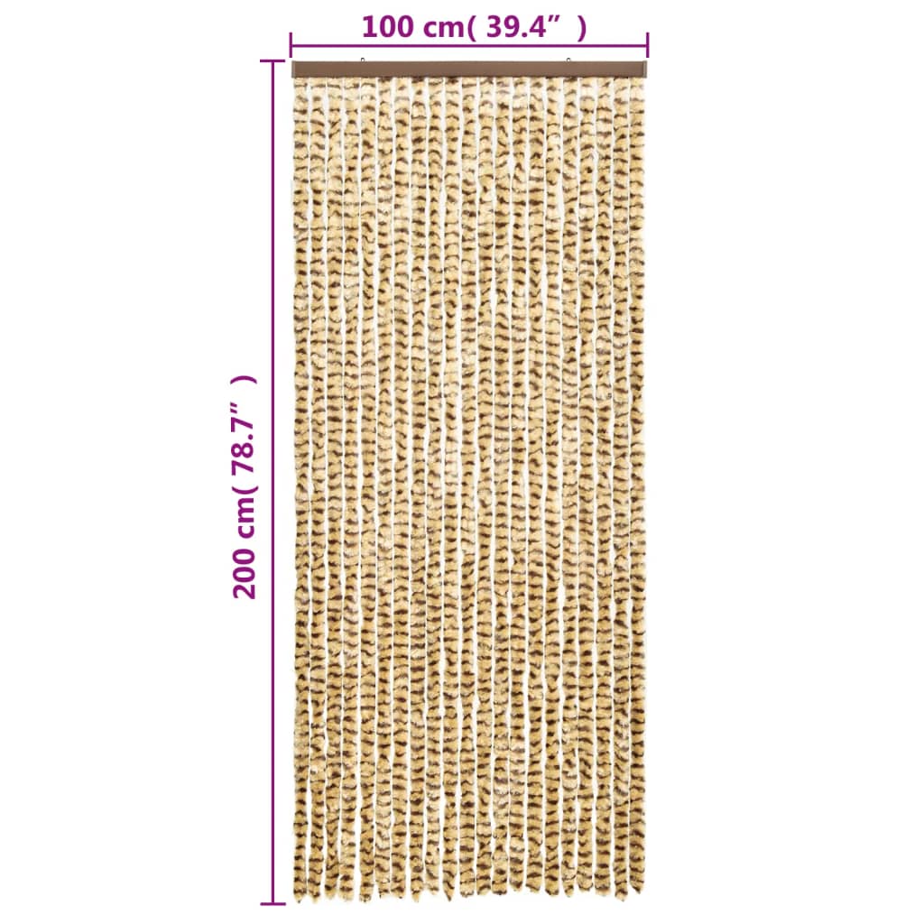 vidaXL Rideau anti-mouches beige et marron 100x200 cm chenille