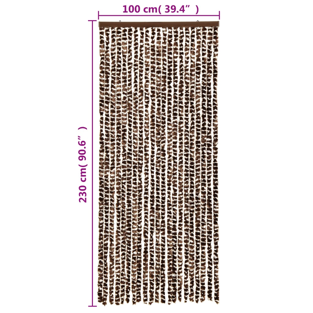 vidaXL Rideau anti-mouches marron et blanc 100x230 cm chenille