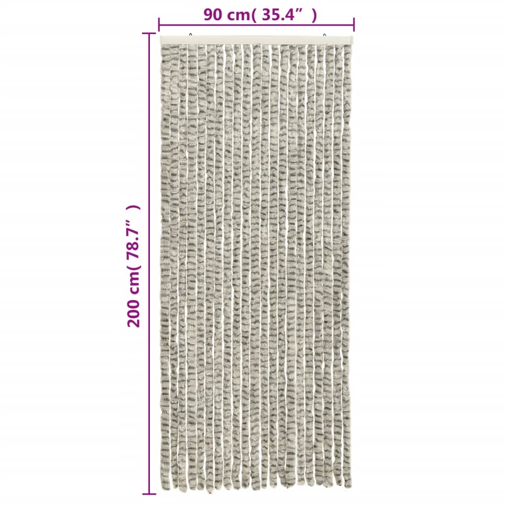 vidaXL Rideau anti-mouches gris clair et gris foncé 90x200 cm chenille