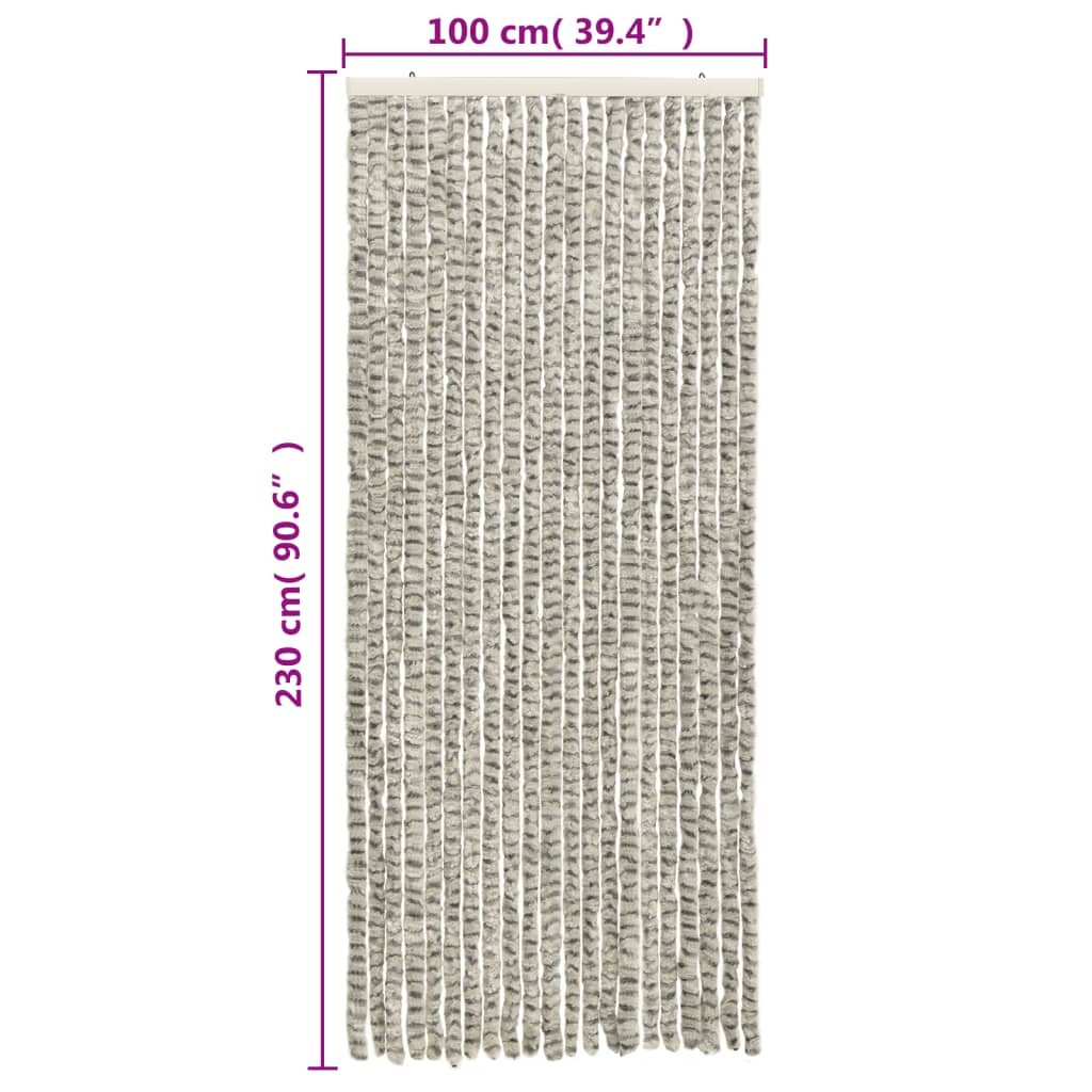 vidaXL Rideau anti-mouches gris clair et gris foncé 100x230cm chenille