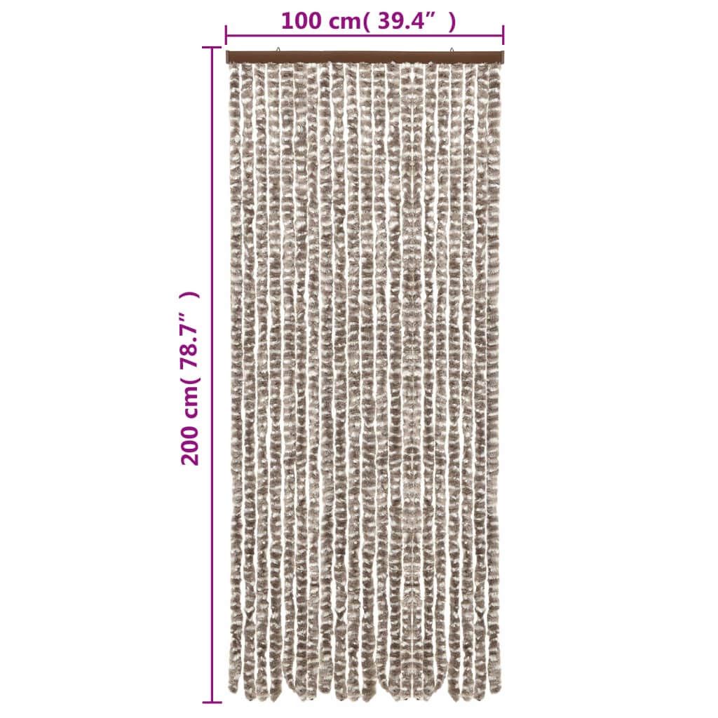 vidaXL Rideau anti-mouches taupe et blanc 100x200 cm chenille