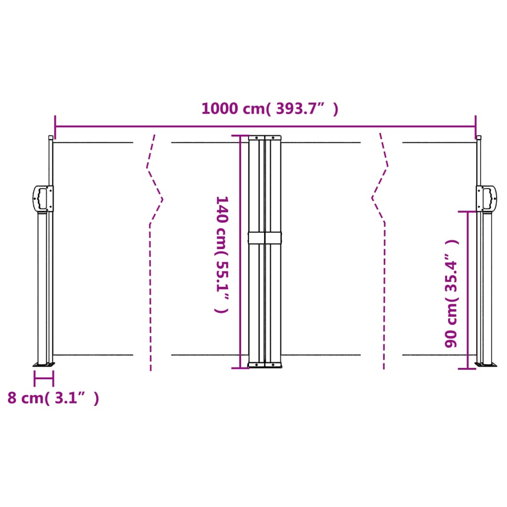 vidaXL Auvent latéral rétractable taupe 140x1000 cm