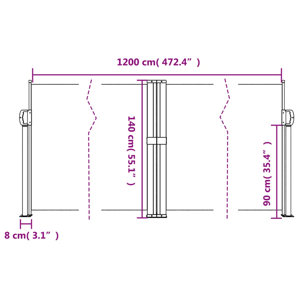 vidaXL Auvent latéral rétractable bleu 140x1200 cm