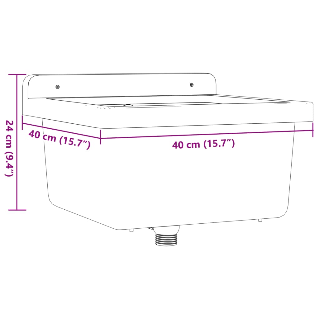 vidaXL Lavabo pour montage murale gris 40x40x24 cm résine