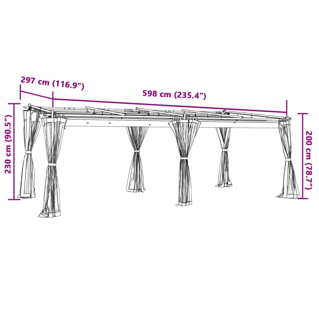 vidaXL Tonnelle avec parois en filet crème 6x3 m acier
