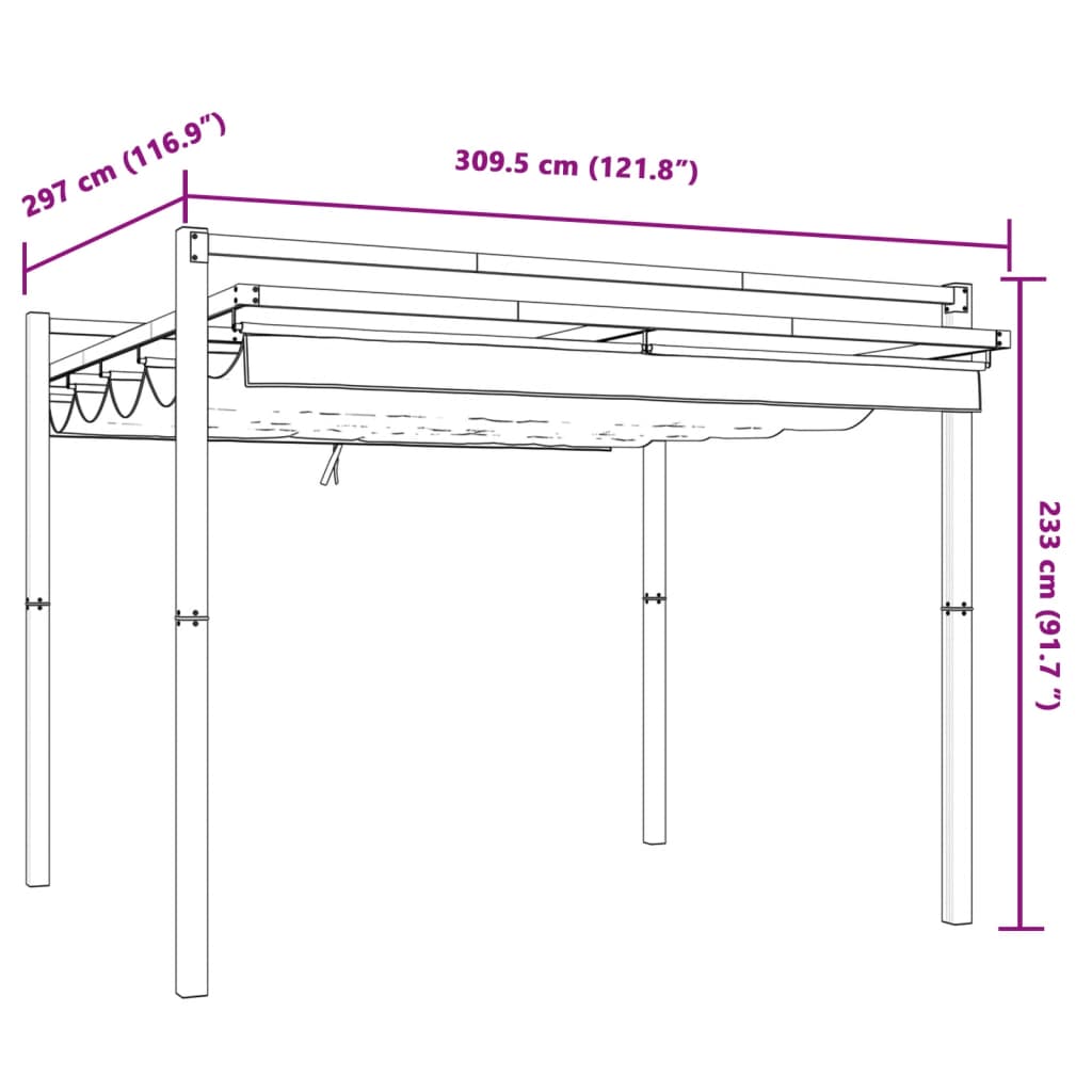 vidaXL Tonnelle de jardin avec toit rétractable crème 3x3 m aluminium
