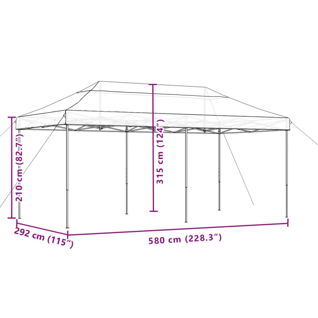 vidaXL Tente de réception pliable escamotable noir 580x292x315 cm