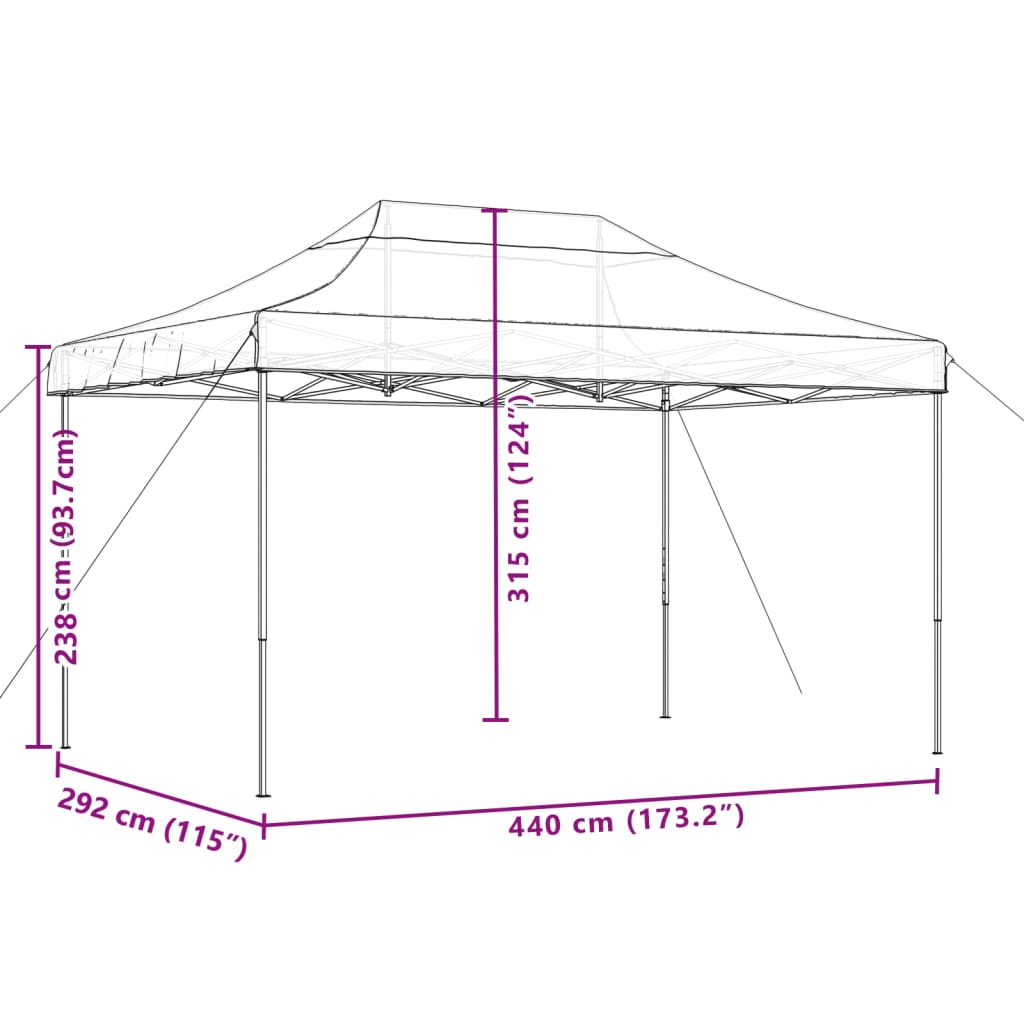 vidaXL Tente de réception pliable escamotable marron 440x292x315 cm
