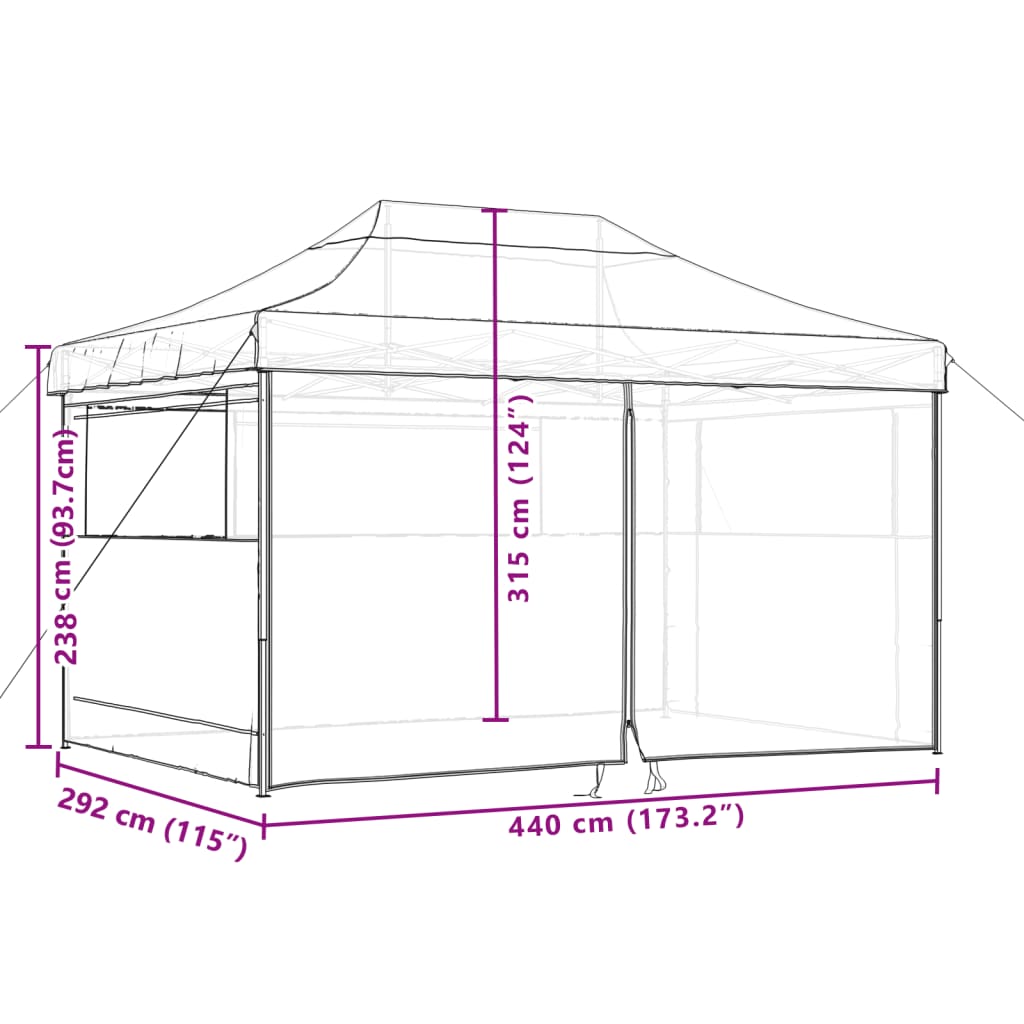 vidaXL Tente de réception pliable escamotable 4 parois latérales vert