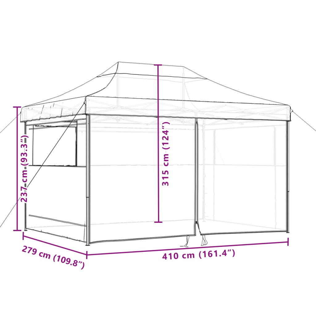 vidaXL Tente de réception pliable escamotable avec 4 parois latérales