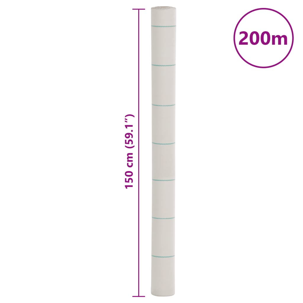 vidaXL Membrane anti-mauvaises herbes blanc 1,5x200 m PP