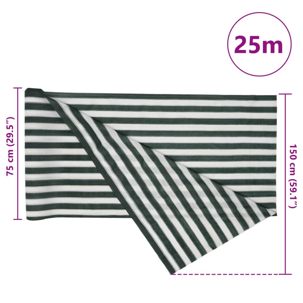 vidaXL Filet brise-vue vert et blanc 1,5x25 m PEHD 150 g/m²