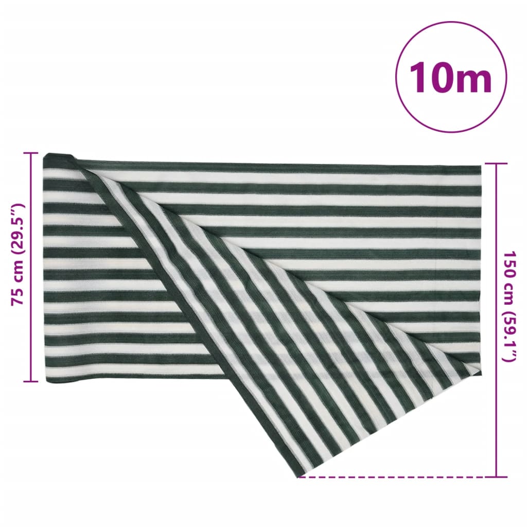 vidaXL Filet brise-vue vert et blanc 1,5x10 m PEHD 195 g/m²