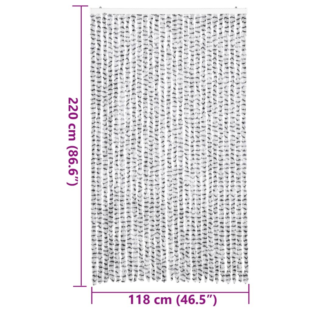 vidaXL Rideau anti-mouches gris clair et gris foncé 118x220cm chenille