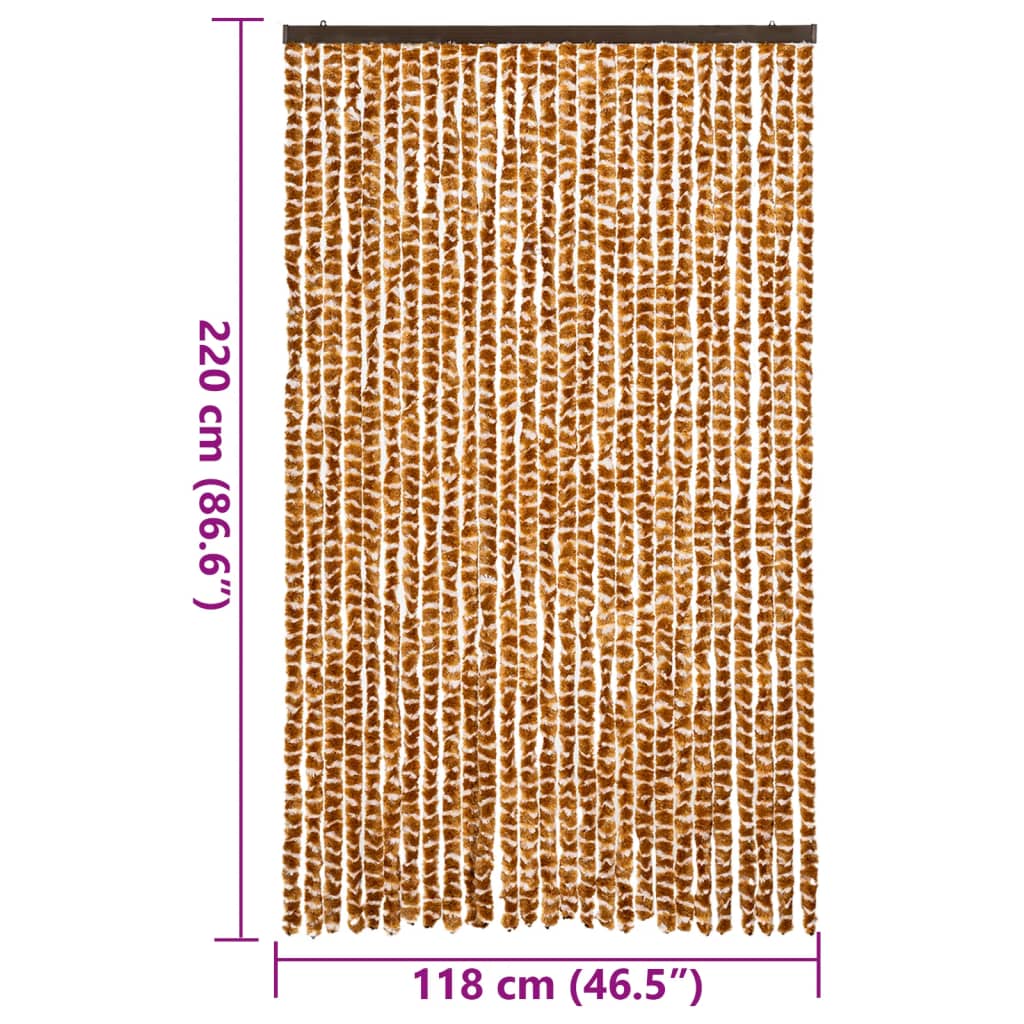 vidaXL Rideau anti-mouches ocre et blanc 118x220 cm chenille