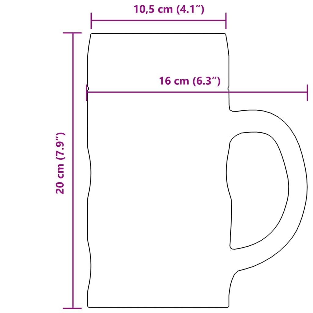 vidaXL Chopes à bière avec poignée en verre 6 pcs 1000 ml