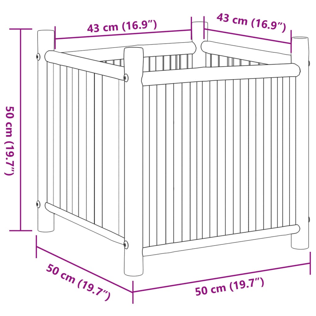 vidaXL Jardinière 50x50x50 cm bambou