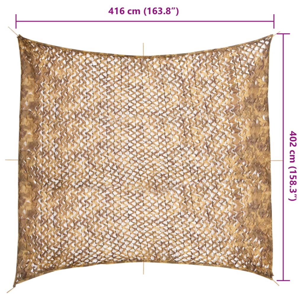 vidaXL Filet de camouflage avec sac de rangement 416x402 cm sable