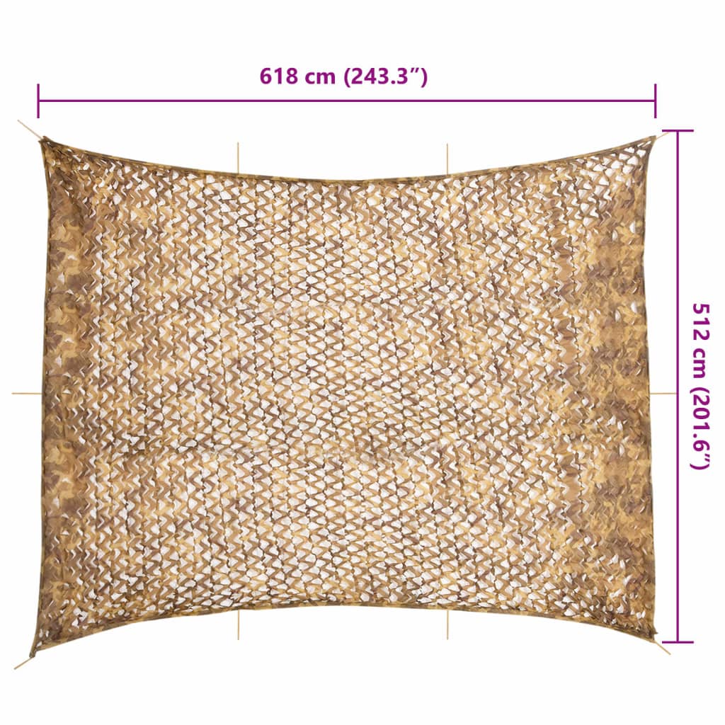 vidaXL Filet de camouflage avec sac de rangement 618x512 cm sable