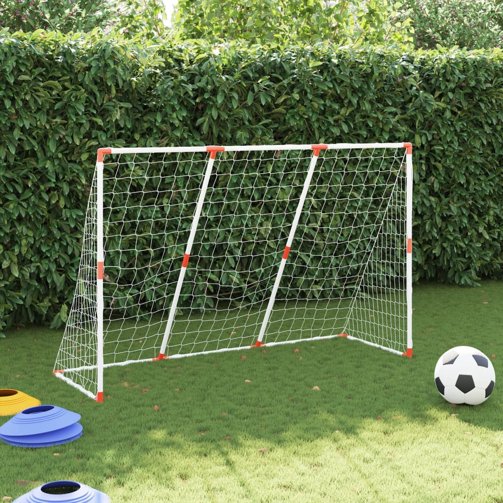 vidaXL But de football pour enfants avec ballons 2 en 1 blanc
