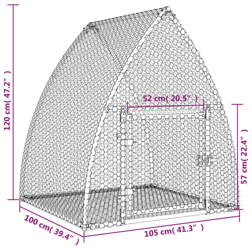 vidaXL Cage à lapin argenté 100x105x120 cm acier galvanisé