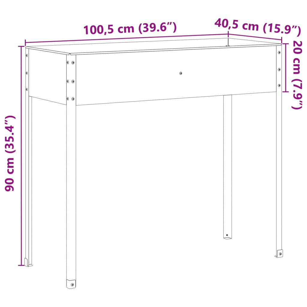 vidaXL Jardinière 100,5x40,5x90 cm acier résistant aux intempéries