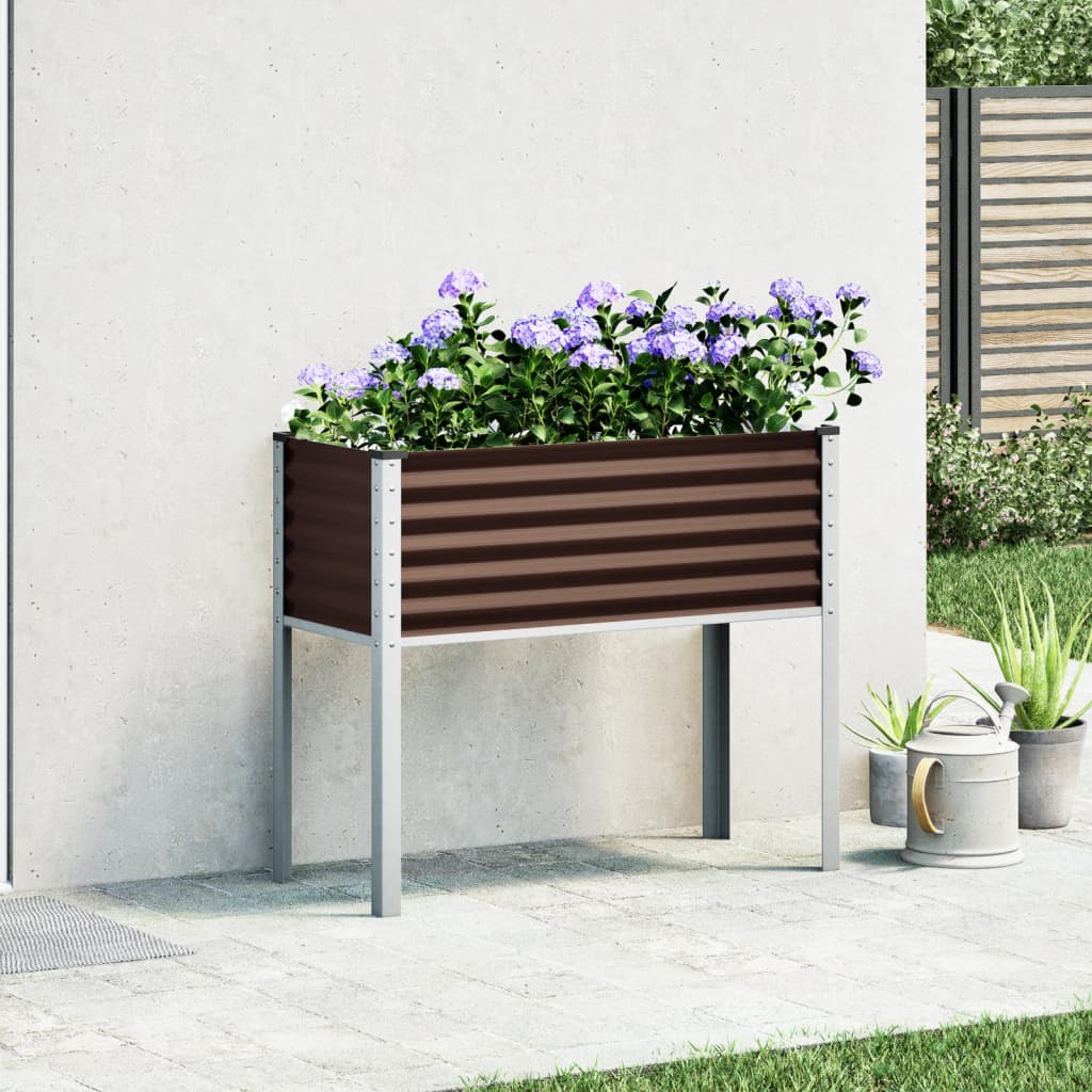 vidaXL Jardinière marron 100x41x90 cm acier