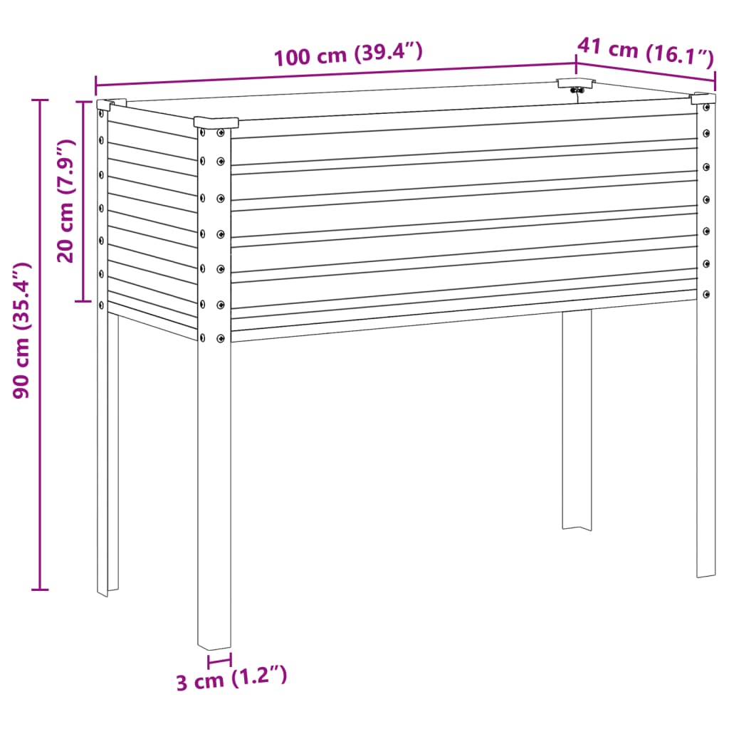 vidaXL Jardinière anthracite 100x41x90 cm acier