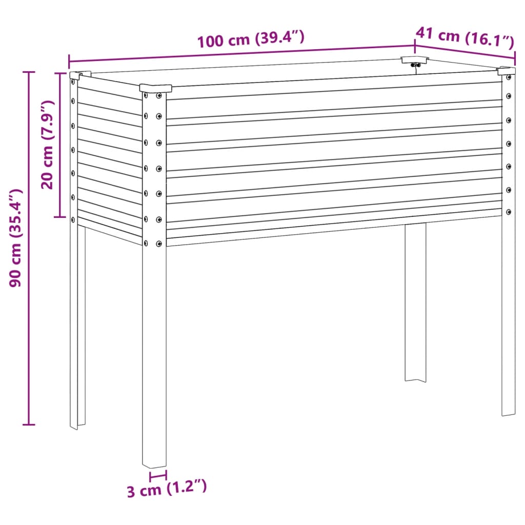 vidaXL Jardinière 100x41x90 cm acier résistant aux intempéries