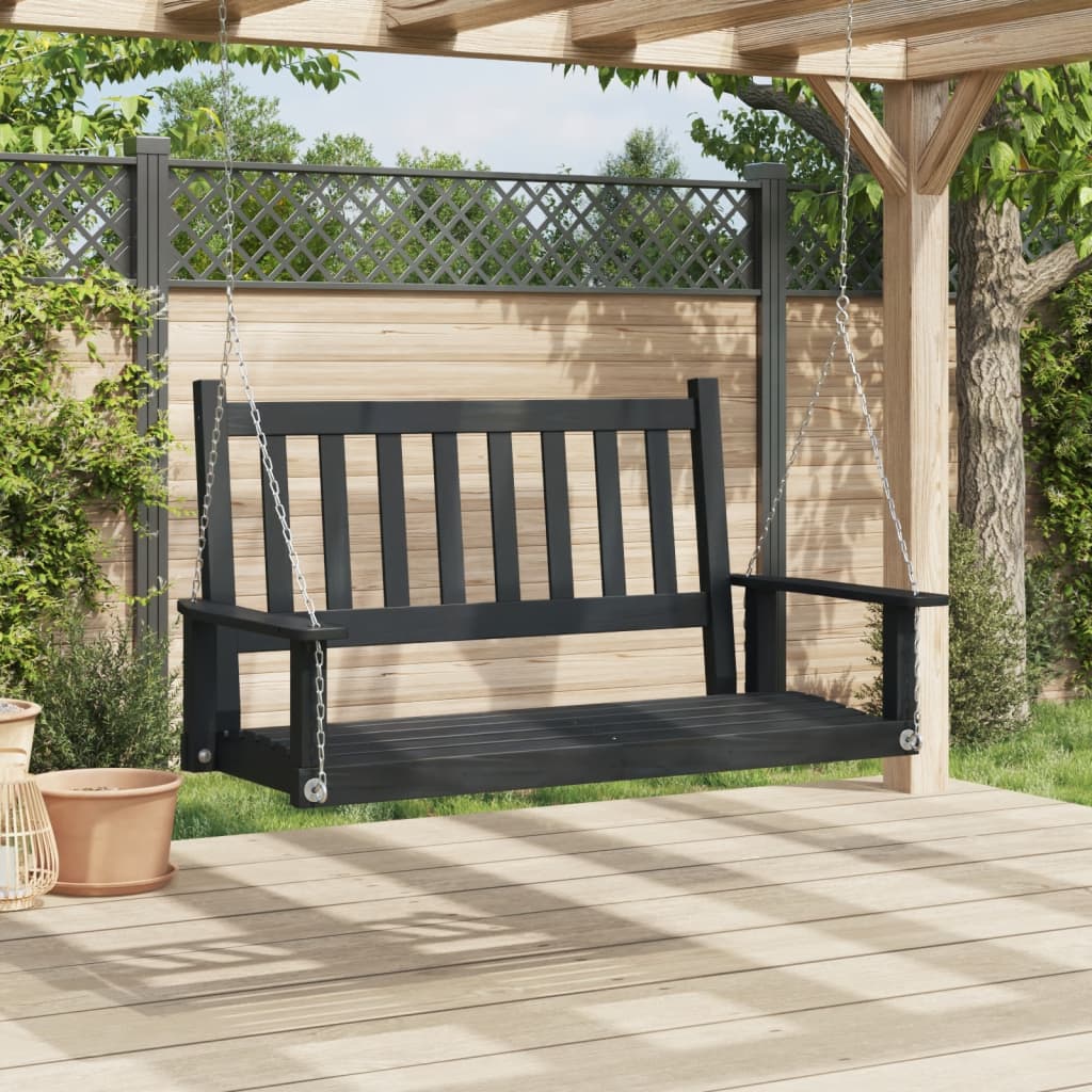 vidaXL Banc de balançoire de jardin chaînes en métal bois massif sapin