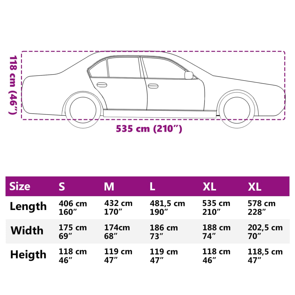 vidaXL Housse de voiture berline protection contre grêle complète XL