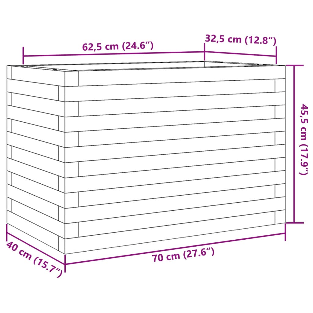 vidaXL Jardinière cire marron 70x40x45,5 cm bois de pin massif