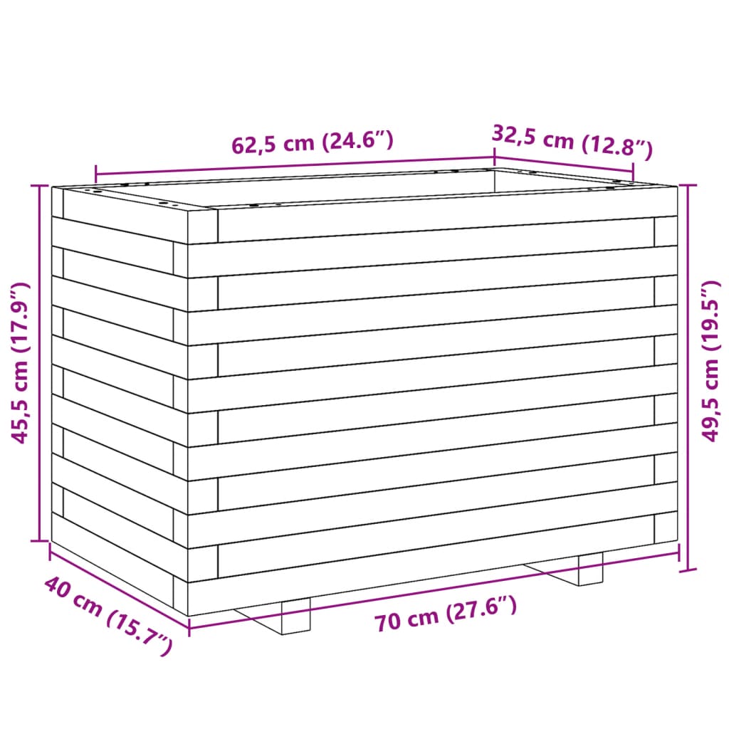 vidaXL Jardinière 70x40x49,5 cm bois de pin imprégné
