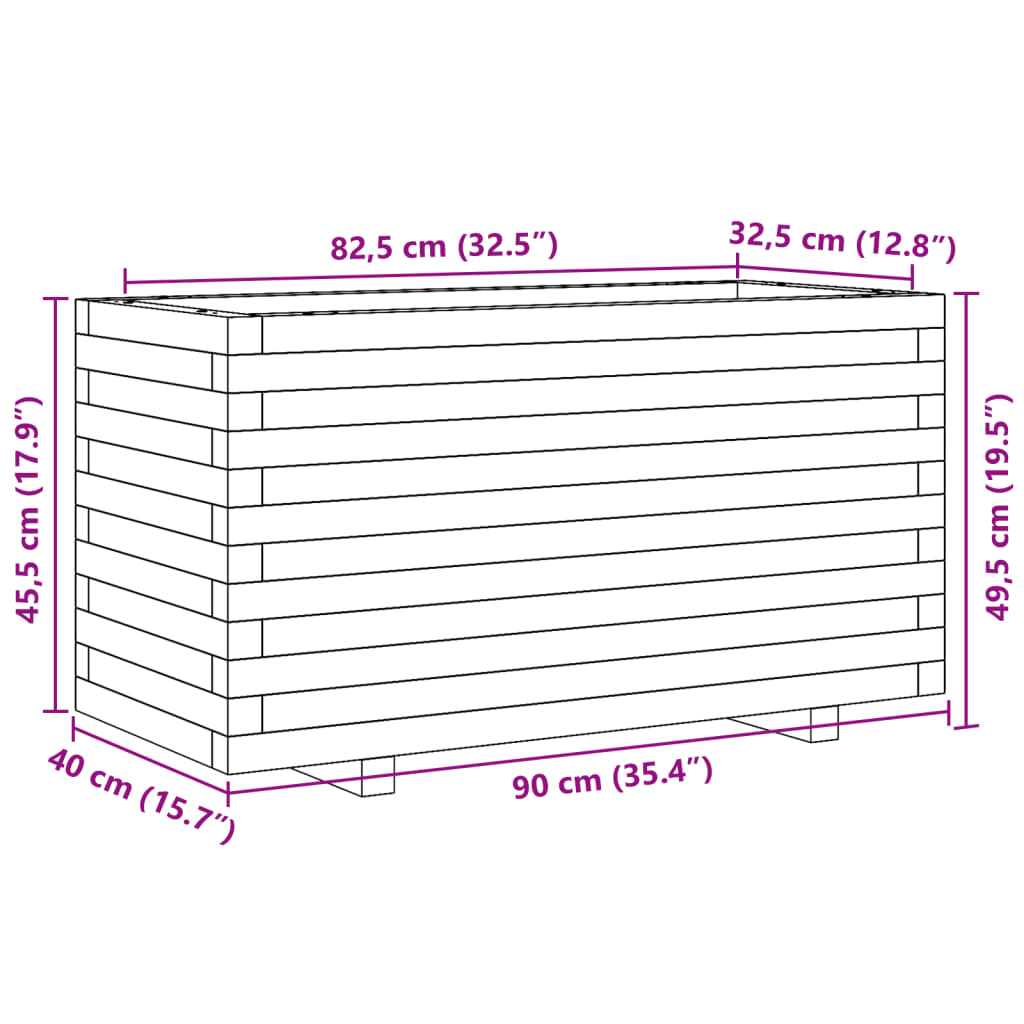 vidaXL Jardinière 90x40x49,5 cm bois de pin imprégné