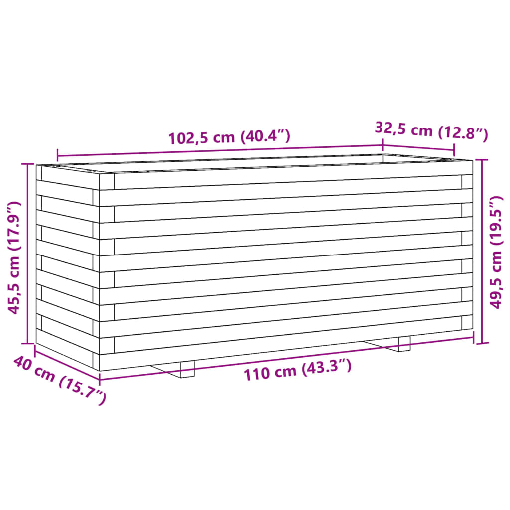 vidaXL Jardinière 110x40x49,5 cm bois de pin imprégné