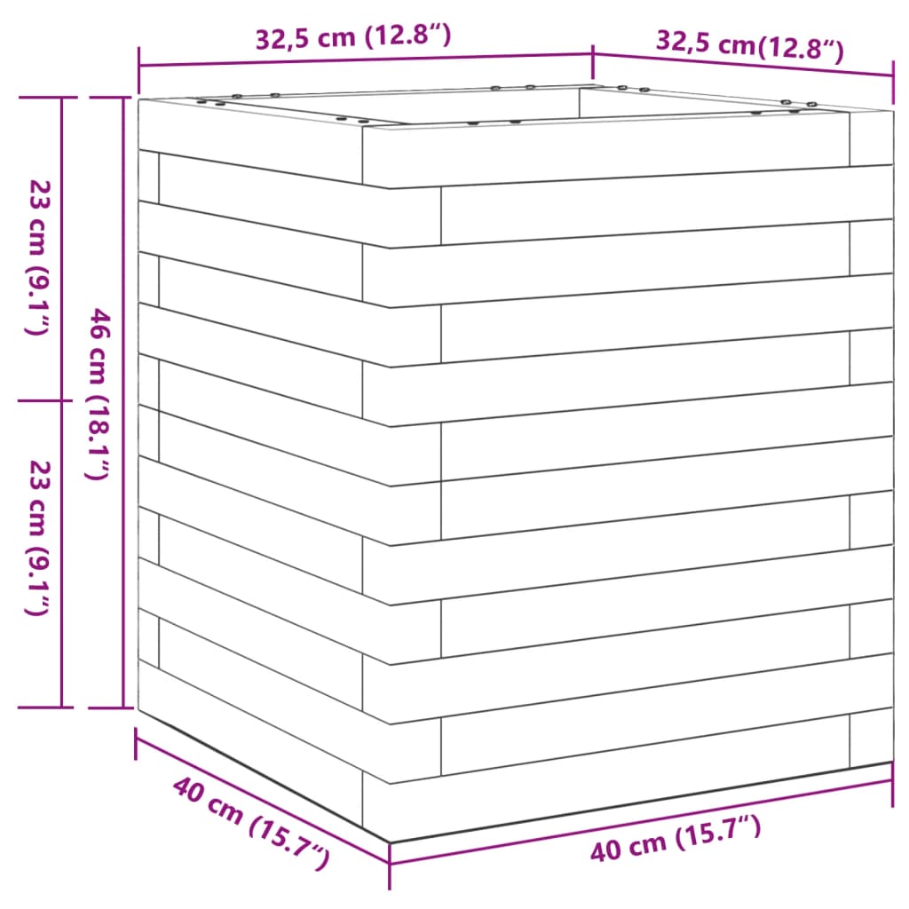 vidaXL Jardinière blanc 40x40x46 cm bois de pin massif