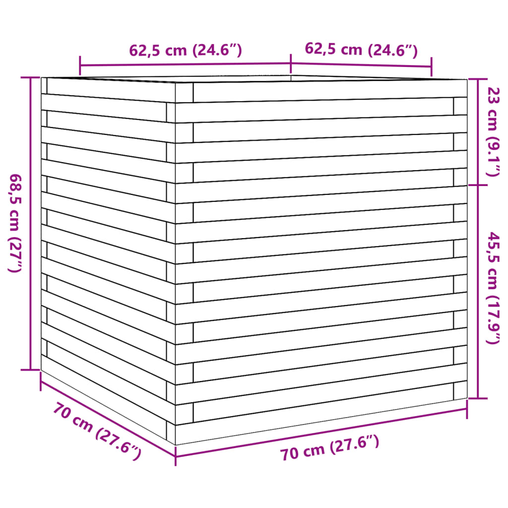 vidaXL Jardinière blanc 70x70x68,5 cm bois de pin massif