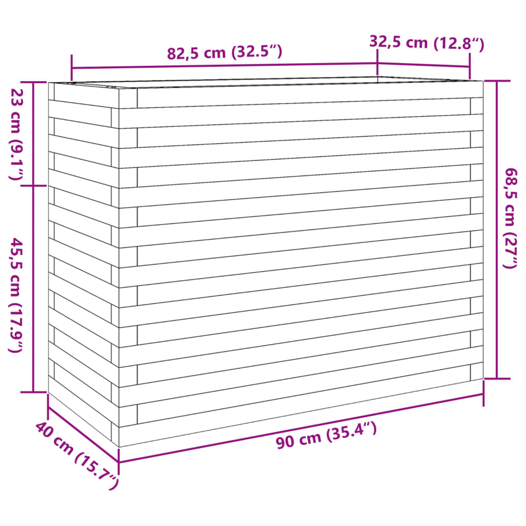 vidaXL Jardinière 90x40x68,5 cm bois de pin imprégné