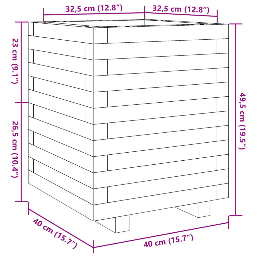 vidaXL Jardinière cire marron 40x40x49,5 cm bois de pin massif