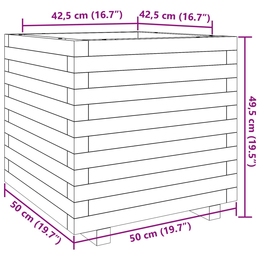 vidaXL Jardinière blanc 50x50x49,5 cm bois de pin massif