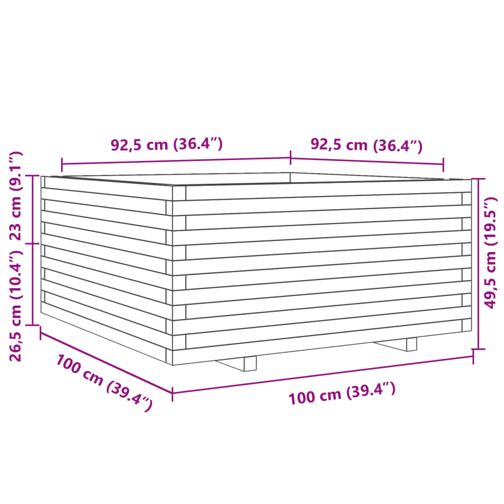 vidaXL Jardinière blanc 100x100x49,5 cm bois de pin massif