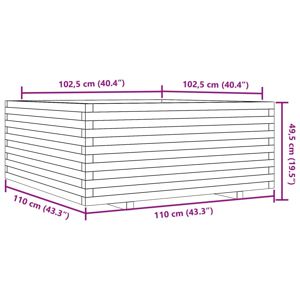 vidaXL Jardinière blanc 110x110x49,5 cm bois de pin massif